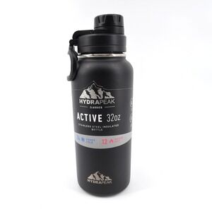 NEW Hydrapeak Active Insulated Stainless Steel Water Bottle Black 32oz